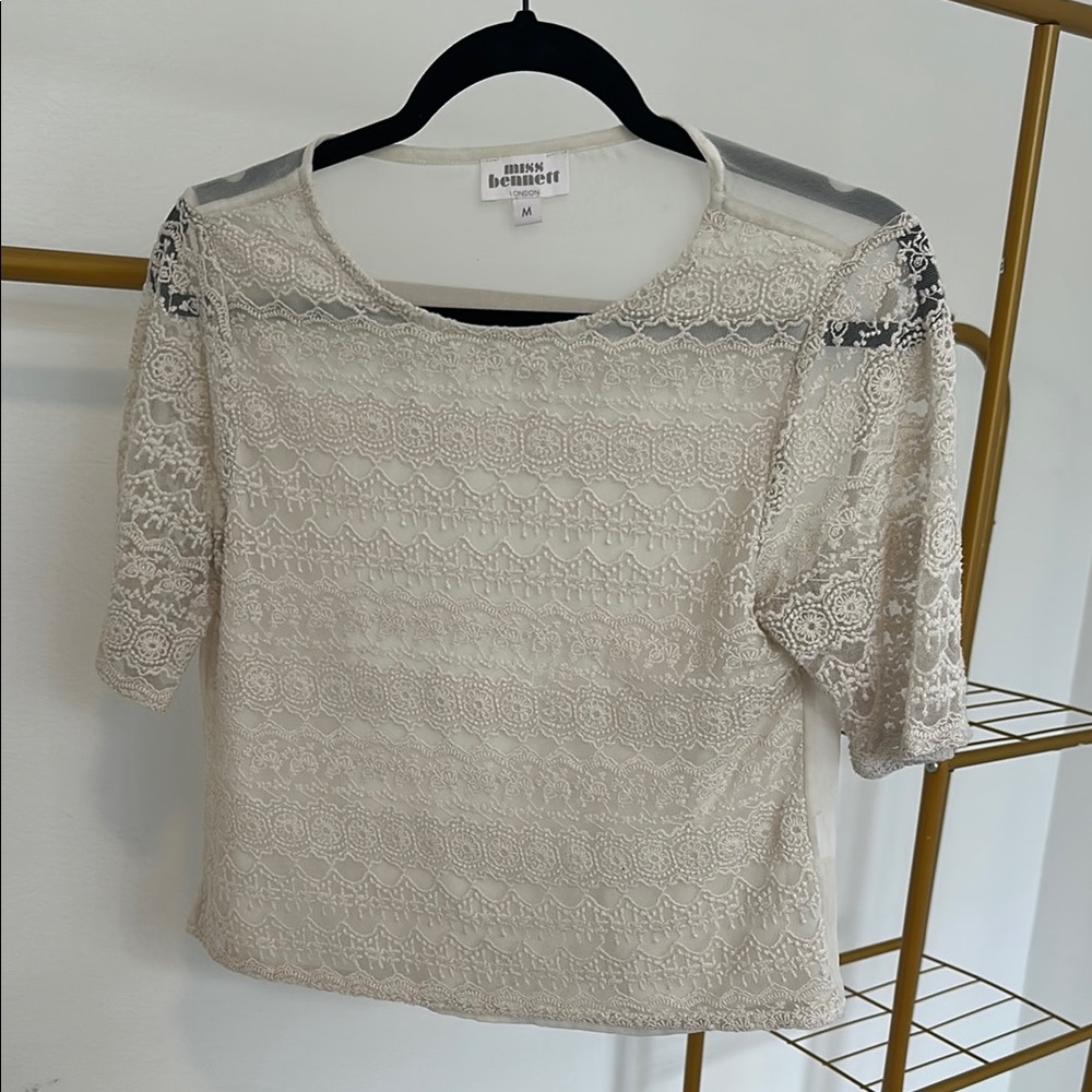 Women's Cream Lace Top